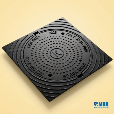 Люк чугунный квадратный ВЧШГ тип  Т(С250)-2-60 750х750 Н-100